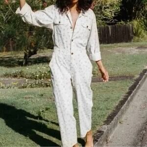 NWT Billabong Just Work It Floral Jumpsuit  Boho Coastal Cottagecore Large